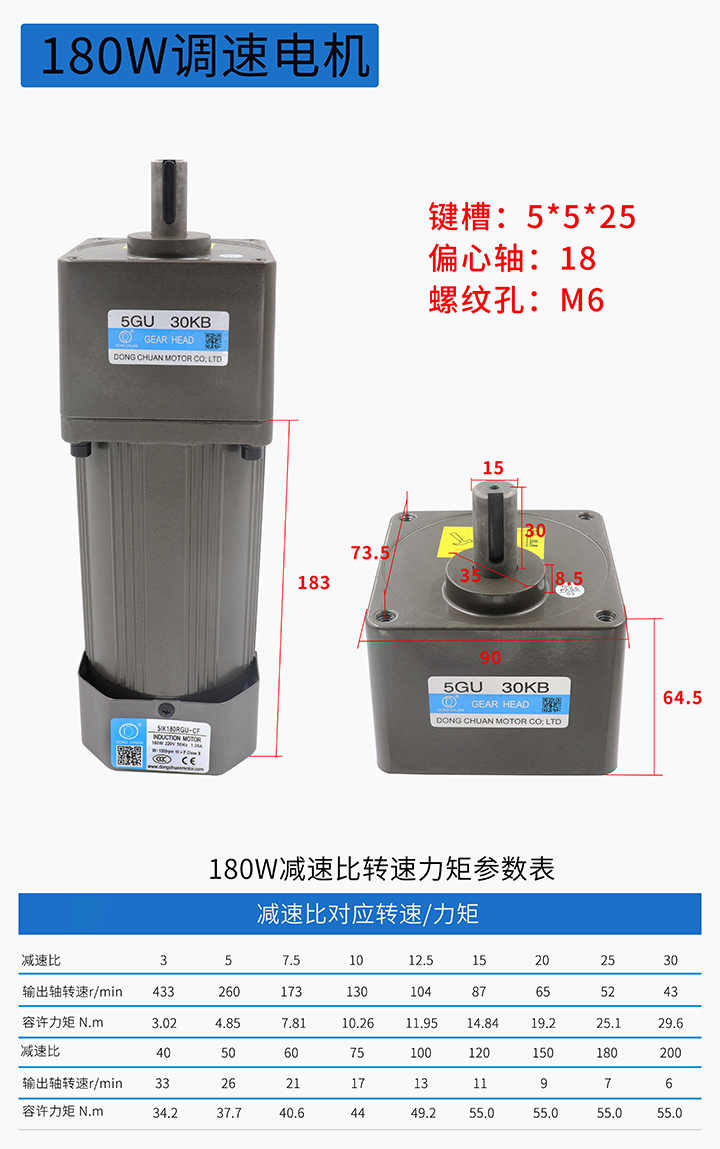 東川180W調速電機 5IK180RGN/U-CF